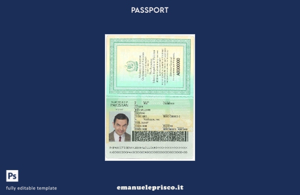 modello di passaporto pakistano in stile verificato
